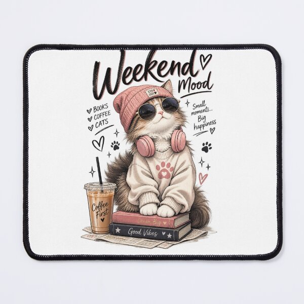 Item preview, Weekend Mood Cat - Books Coffee Cats Aesthetic designed and sold by GenZFashion000.