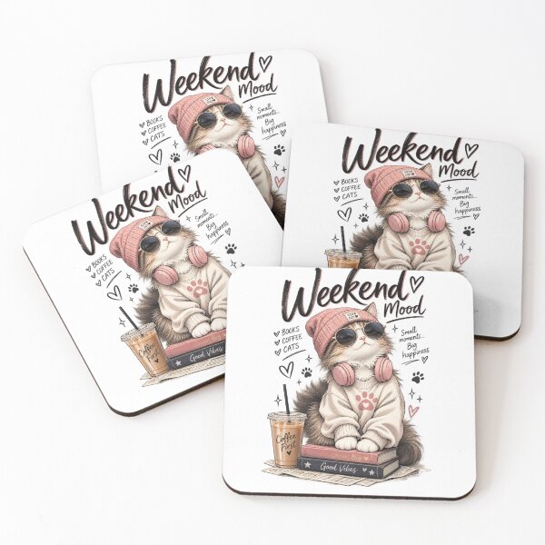 Item preview, Weekend Mood Cat - Books Coffee Cats Aesthetic designed and sold by GenZFashion000.