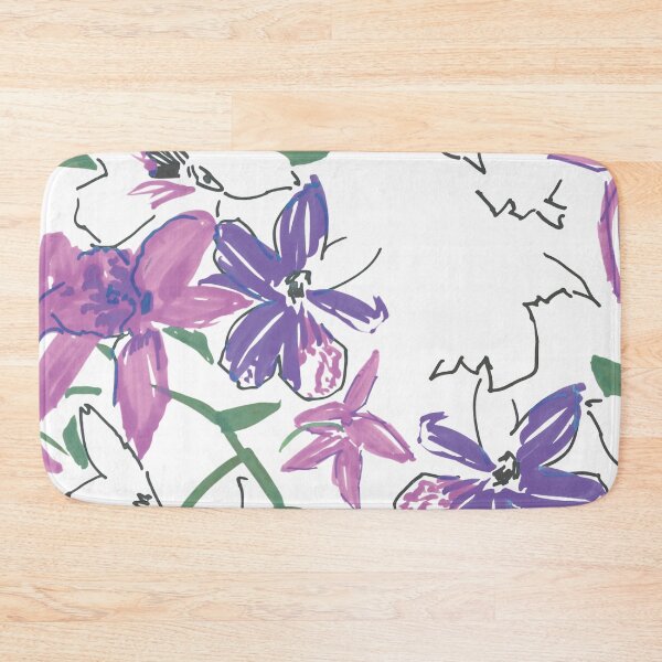 Item preview, Hand Drawn Floral Pattern – Purple & Pink Botanical Flowers designed and sold by artworkathome.