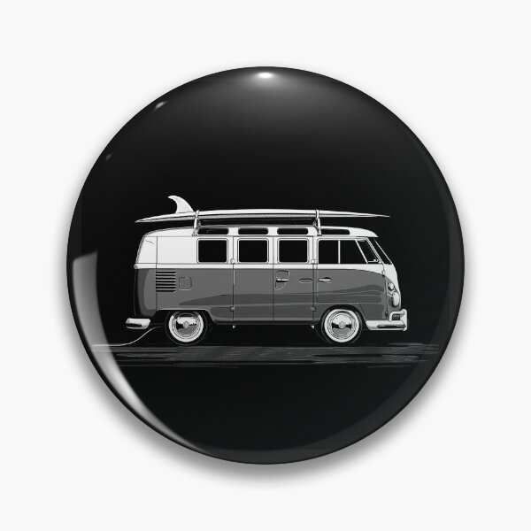 Item preview, Vintage Surf Camper Van with Roof Surfboards Black and White Beach Travel Art designed and sold by inkoutninja.