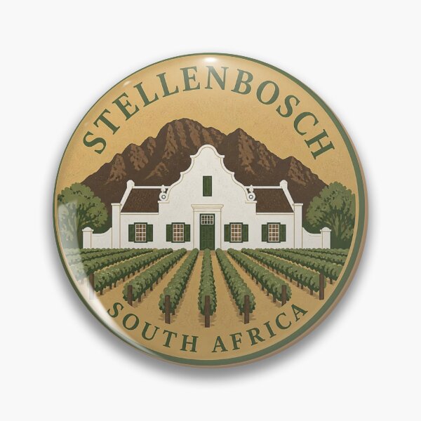 Item preview, Stellenbosch Winelands Heritage Round Badge South Africa designed and sold by The Digital Compass.