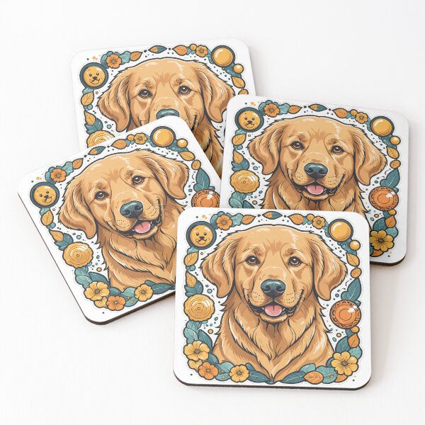 Item preview, Golden Retriever Face Portrait Floating Elements Design – Golden retriever mom gift designed and sold by michallechowicz.