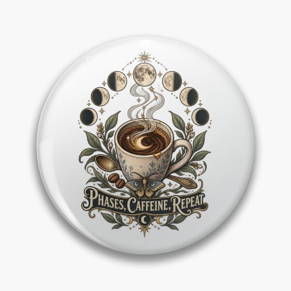 Item preview, Phases Caffeine Repeat Moon Coffee designed and sold by Trendy-Artistry.