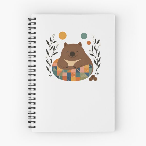 Item preview, Chubby Happy Rainbow Wombat on Boho Patchwork Australiana Marsupial Art designed and sold by Yellowriversss.
