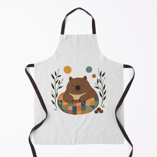 Item preview, Chubby Happy Rainbow Wombat on Boho Patchwork Australiana Marsupial Art designed and sold by Yellowriversss.