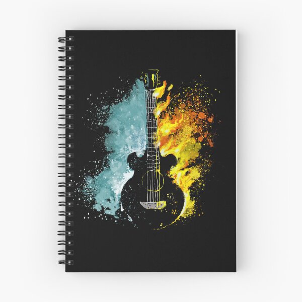 Item preview, Fire and Water Acoustic Guitar Watercolor Splash Art designed and sold by Hilal-Studio.