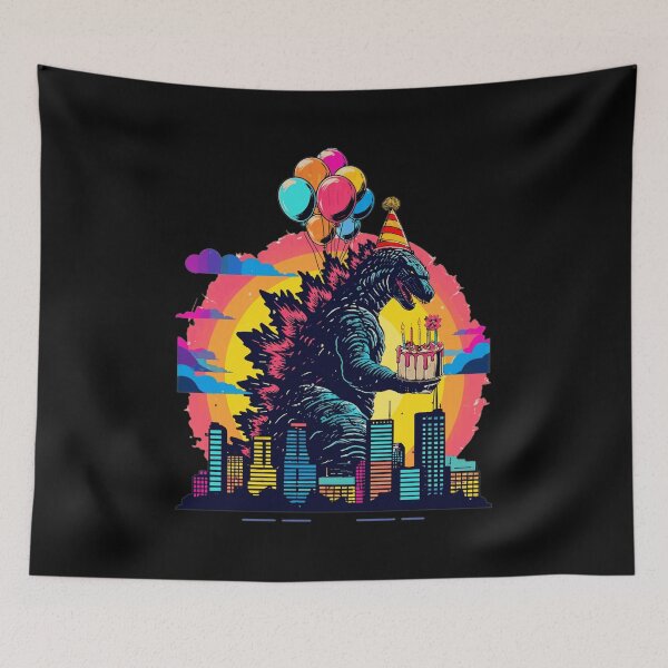 Item preview, Birthday Kaiju Retro City Balloons Cake designed and sold by burmside48.
