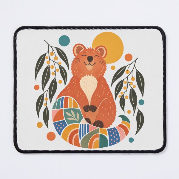 Item preview, Happy Quokka Smiling on Rainbow Patchwork Happiest Animal Rottnest Island Art designed and sold by Yellowriversss.