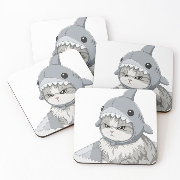 Item preview, Shark Cat Cute & Grumpy Ocean Kitty cat illustration Kawaii Japan culture Sticker vector designed and sold by sabartgunpla.