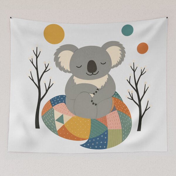 Item preview, Sleepy Boho Rainbow Koala on Patchwork Cute Australiana Nursery Art designed and sold by Yellowriversss.