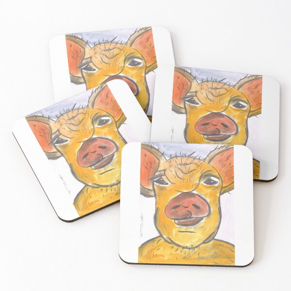 Item preview, Grumpy Pig, Yellow, Charcoal & Watercolour designed and sold by Anke‘s Bazaar.