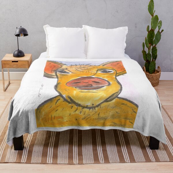 Item preview, Grumpy Pig, Yellow, Charcoal & Watercolour designed and sold by Anke‘s Bazaar.