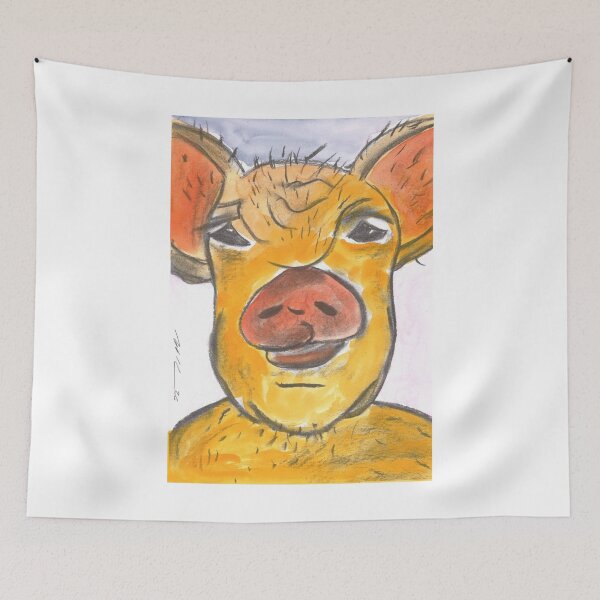 Item preview, Grumpy Pig, Yellow, Charcoal & Watercolour designed and sold by Anke‘s Bazaar.