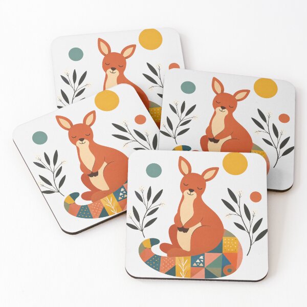 Item preview, Sleepy Rainbow Red Kangaroo on Boho Quilt Hoo Roo Aussie Bush Baby Art designed and sold by Yellowriversss.