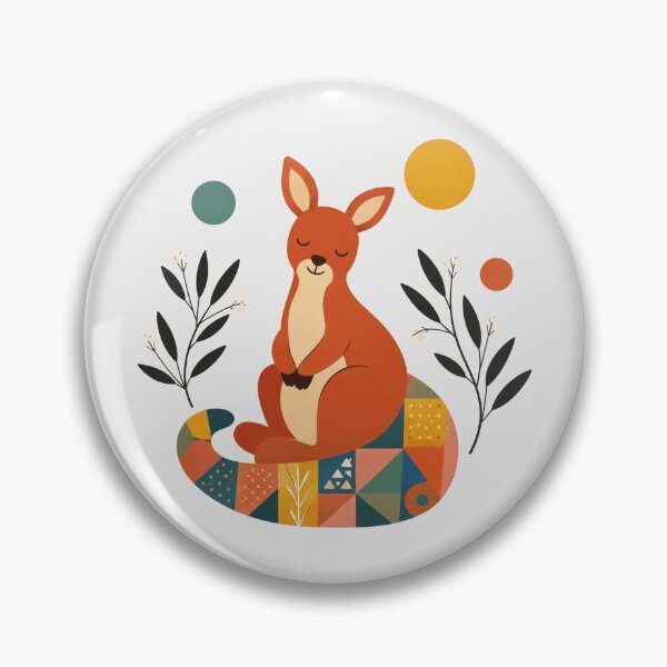Item preview, Sleepy Rainbow Red Kangaroo on Boho Quilt Hoo Roo Aussie Bush Baby Art designed and sold by Yellowriversss.