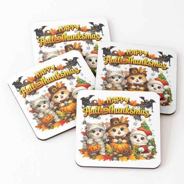 Item preview, Cute Cats Happy Hallothanksmas Funny Halloween Thanksgiving Xmas 2026 designed and sold by QuiteOrbit.