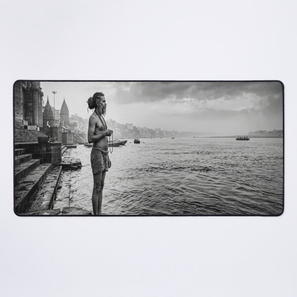Item preview, A lone yogi on the Ganges river designed and sold by Solomon-Ent-144.