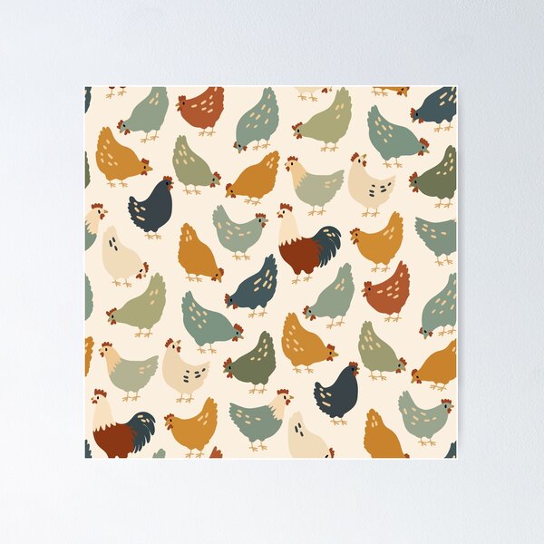 Item preview, Farmhouse Chicken and Rooster Pattern – Rustic Country Art designed and sold by BackTWO.