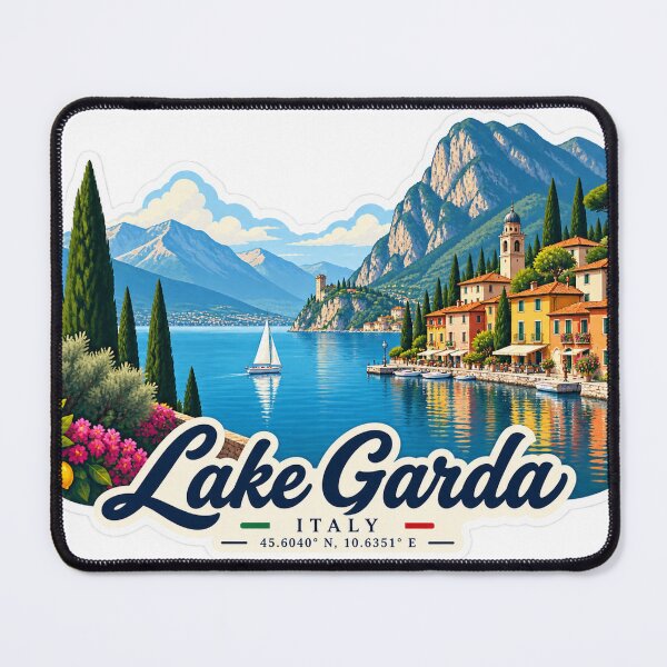 Item preview, Lake Garda Italy – Scenic Lake Village & Mountain Travel Art designed and sold by ChicClicker.