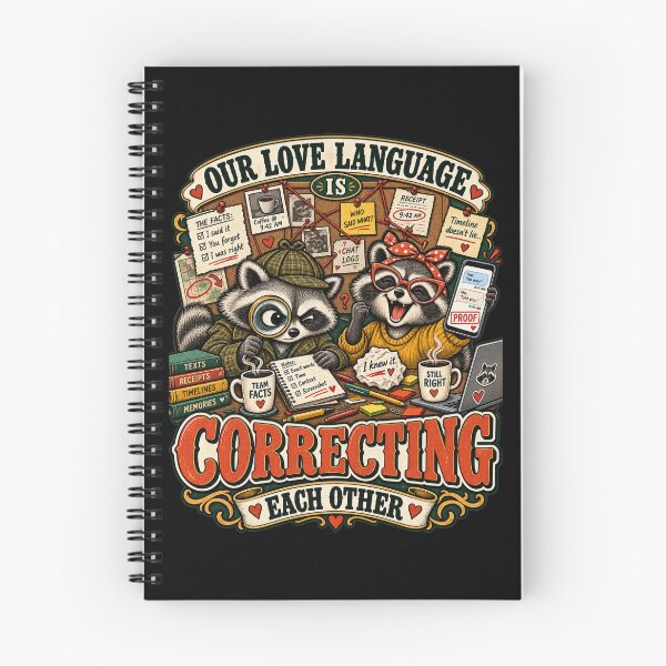Item preview, Our Love Language Is Correcting Each Other – Funny Raccoon Couple Marriage Humor designed and sold by BumbleBloom7.