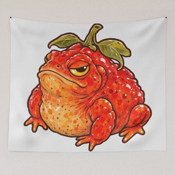 Item preview, Red Tomato Cane Toad Grumpy Funny Angry Strawberry Toad Aussie Art designed and sold by Yellowriversss.
