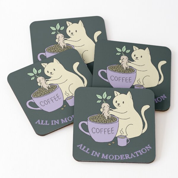 Item preview, Cat coffee and Mandrake Whimsical Art Illustration designed and sold by LeshanArt.