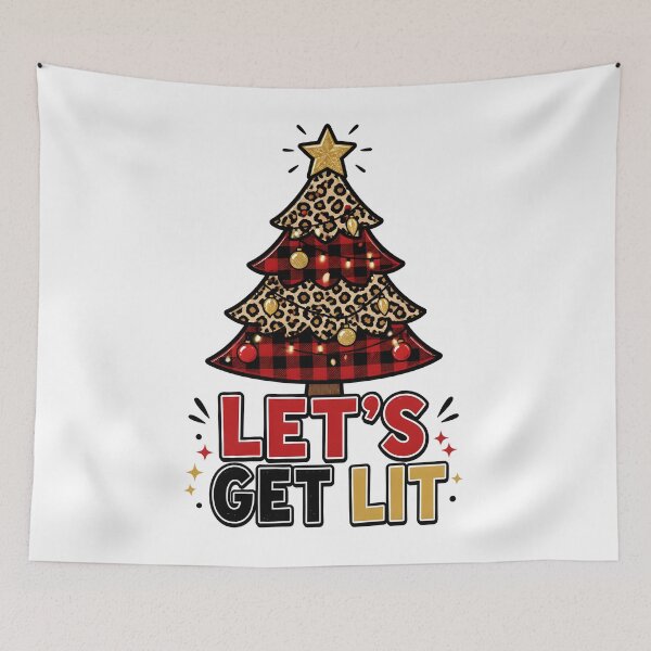 Item preview, Let's Get Lit Typography Christmas Tree Word Art designed and sold by OliviaHayesArt.