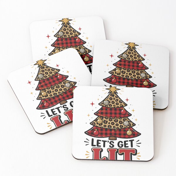 Item preview, Let's Get Lit Leopard Print Red Plaid Christmas Tree designed and sold by OliviaHayesArt.