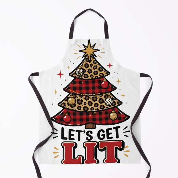 Artikelvorschau, Let's Get Lit Leopard Print Red Plaid Christmas Tree entworfen und verkauft von OliviaHayesArt.