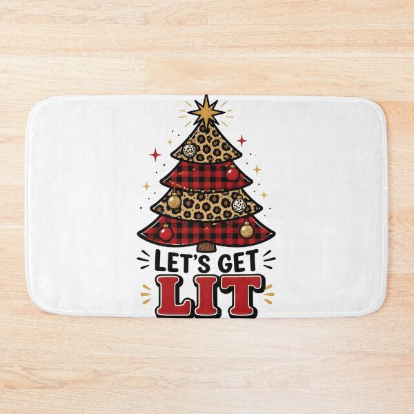 Item preview, Let's Get Lit Leopard Print Red Plaid Christmas Tree designed and sold by OliviaHayesArt.
