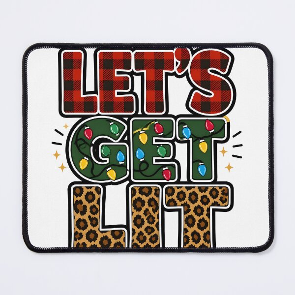 Item preview, Let's Get Lit Red Plaid Leopard Christmas Typography designed and sold by OliviaHayesArt.