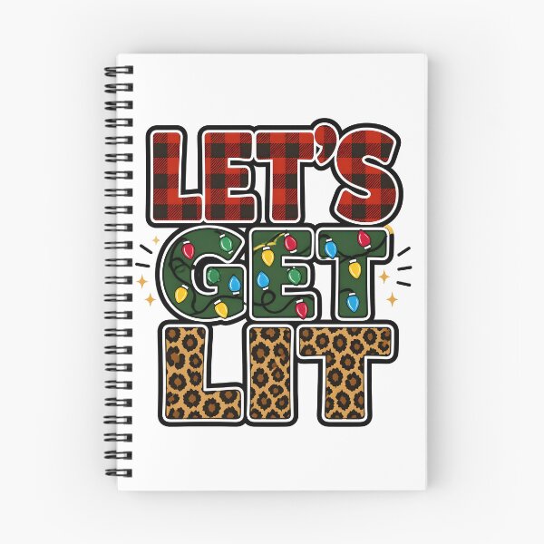 Item preview, Let's Get Lit Red Plaid Leopard Christmas Typography designed and sold by OliviaHayesArt.