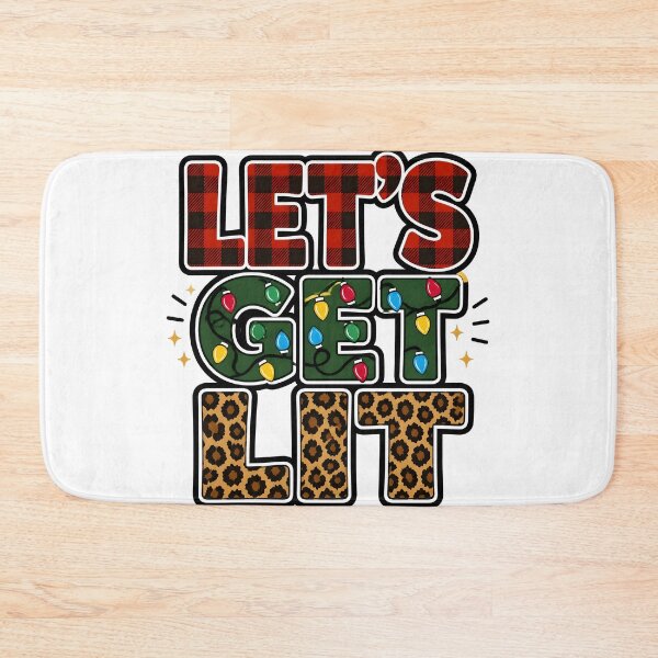 Item preview, Let's Get Lit Red Plaid Leopard Christmas Typography designed and sold by OliviaHayesArt.