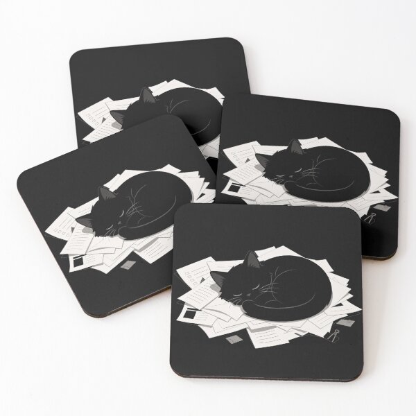 Item preview, Sleeping Black Cat on Paperwork - Relatable Student & Office Cat designed and sold by Cherie-verse.