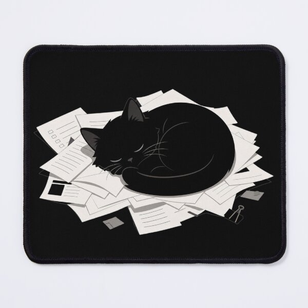 Item preview, Sleeping Black Cat on Paperwork - Relatable Student & Office Cat designed and sold by Cherie-verse.