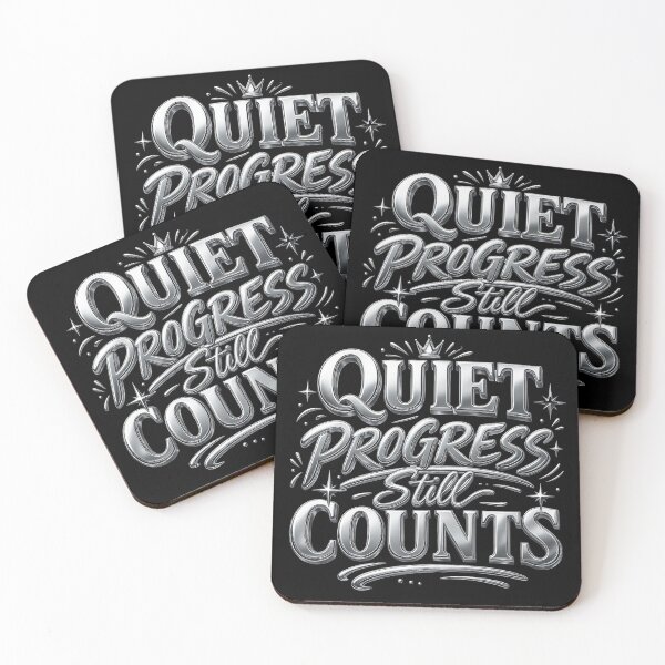Item preview, Quiet Progress Still Counts Chrome Typography designed and sold by TrinovaCreates.
