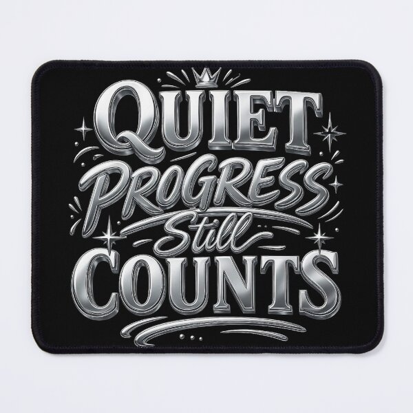 Item preview, Quiet Progress Still Counts Chrome Typography designed and sold by TrinovaCreates.
