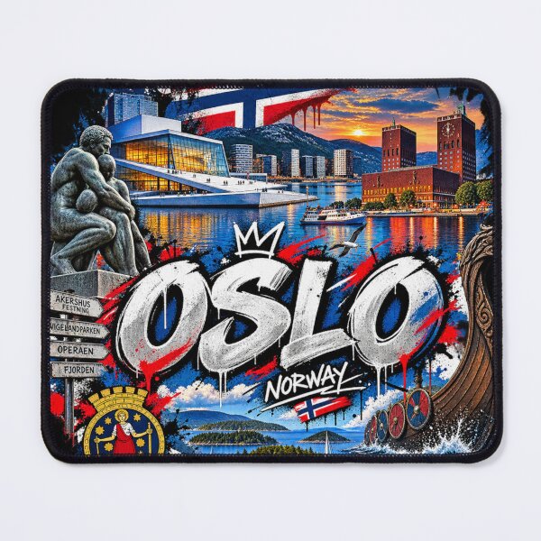 Item preview, Oslo Norway Urban Street Art – Nordic Fjord & Viking City Design designed and sold by URBIVO.