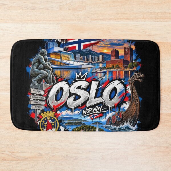 Item preview, Oslo Norway Urban Street Art – Nordic Fjord & Viking City Design designed and sold by URBIVO.