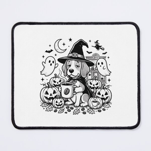 Item preview, Cute Witch Dog Halloween Coffee Lover Art designed and sold by PaisynnSeika.