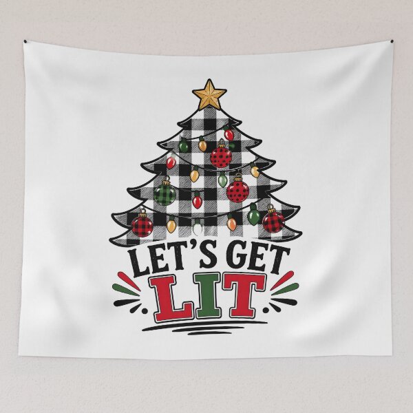 Item preview, Let's Get Lit Buffalo Check Farmhouse Christmas Tree designed and sold by OliviaHayesArt.