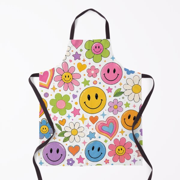 Item preview, Colorful Y2K Smiley Faces Daisies Hearts Retro Cute Pattern designed and sold by CreativeCharmCo.