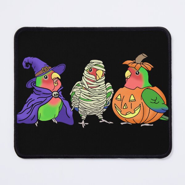 Item preview, Halloween parrot Green Lovebird Dressed like Pumpkin Mummy Witch Birb designed and sold by FandomizedRose.
