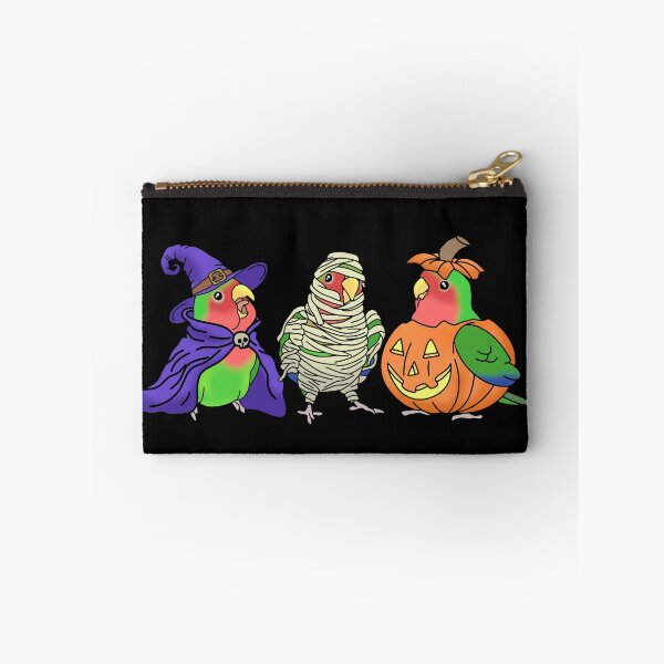Item preview, Halloween parrot Green Lovebird Dressed like Pumpkin Mummy Witch Birb designed and sold by FandomizedRose.