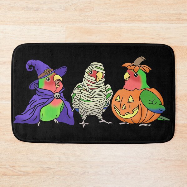 Item preview, Halloween parrot Green Lovebird Dressed like Pumpkin Mummy Witch Birb designed and sold by FandomizedRose.