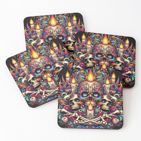 Item preview, Skulls & Candle Magic – Psychedelic Halloween Art   designed and sold by Catfcreations.
