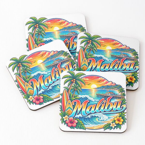 Item preview, Malibu California – Surf, Pacific Coast & Sunset Travel Art designed and sold by ChicClicker.
