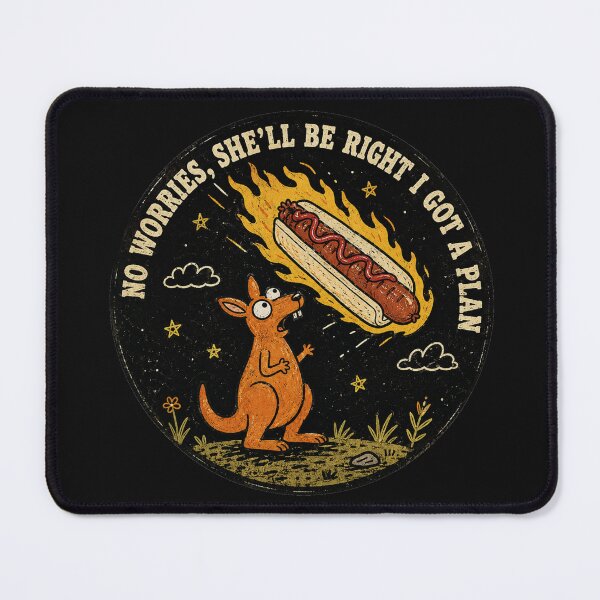 Item preview, No Worries Shell Be Right I Got A Plan Panic Kangaroo Sausage Sizzle Meme designed and sold by Yellowriversss.