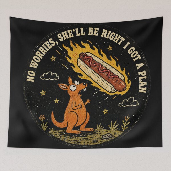 Item preview, No Worries Shell Be Right I Got A Plan Panic Kangaroo Sausage Sizzle Meme designed and sold by Yellowriversss.