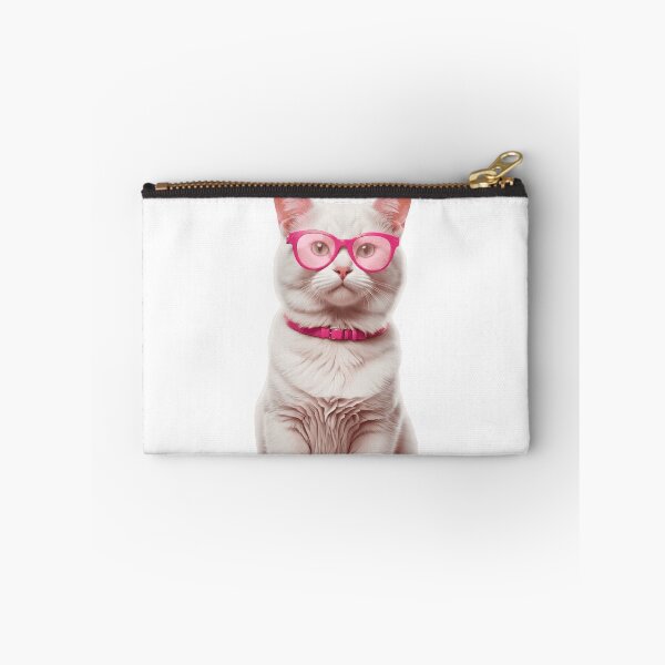 Item preview, Cute White Cat Wearing Pink Glasses designed and sold by L&L.